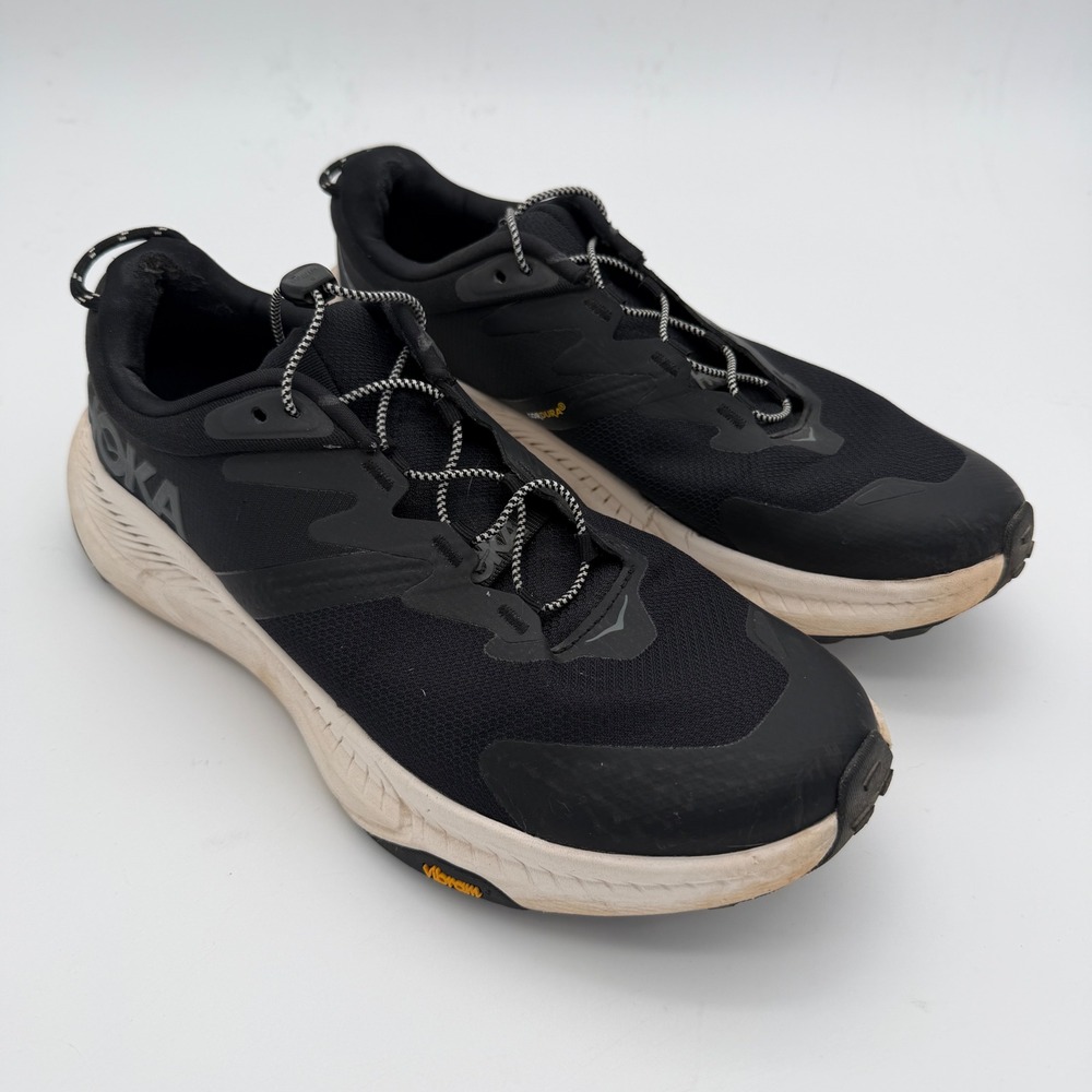 Hoka Transport Wide Mens 9 2E Black Walking Shoes 1154370 BKLB Vibram Cordura